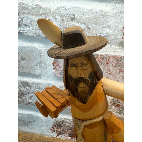 Pete Ortega Signed Wood Sculpture St. Pasquale Make Food Not War - Picture 3 of 12